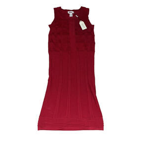 Womens Red Sleeveless Midi Bodycon Dress Ribbed Max Studio Sz M NWT MSRP $118